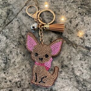 Rhinestone Chihuahua Keychain with Tassel